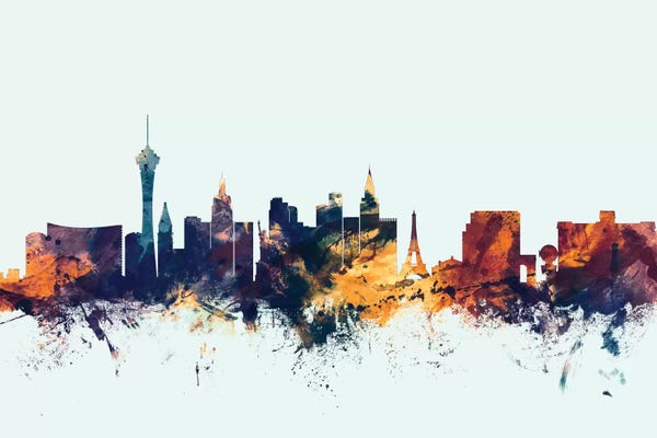 Nevada: Las Vegas, Nevada, USA On Blue by Michael Tompsett