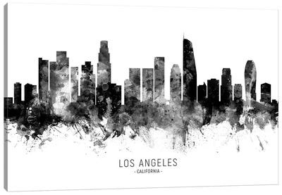 Los Angeles California Skyline Name Bw Canvas Art Print - Los Angeles Art