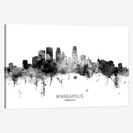 Minneapolis Minnesota Skyline Name Bw Canvas Print #MTO3081} by Michael Tompsett Canvas Print