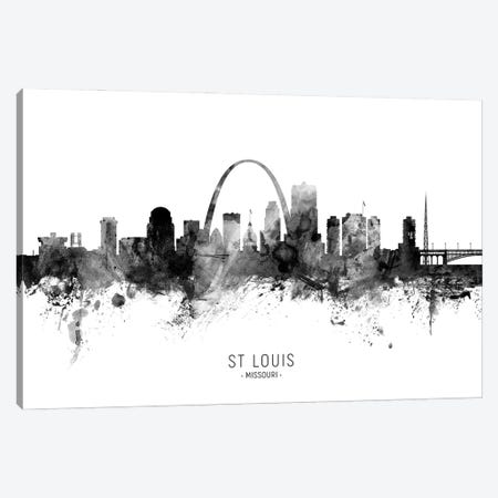 St Louis Missouri Skyline Name Bw Canvas Print #MTO3082} by Michael Tompsett Canvas Print