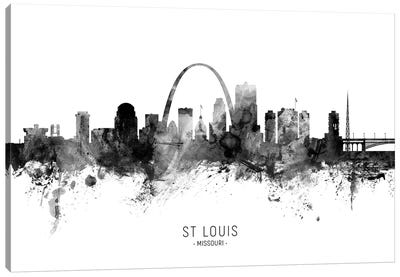 St Louis Missouri Skyline Name Bw Canvas Art Print - Missouri Art