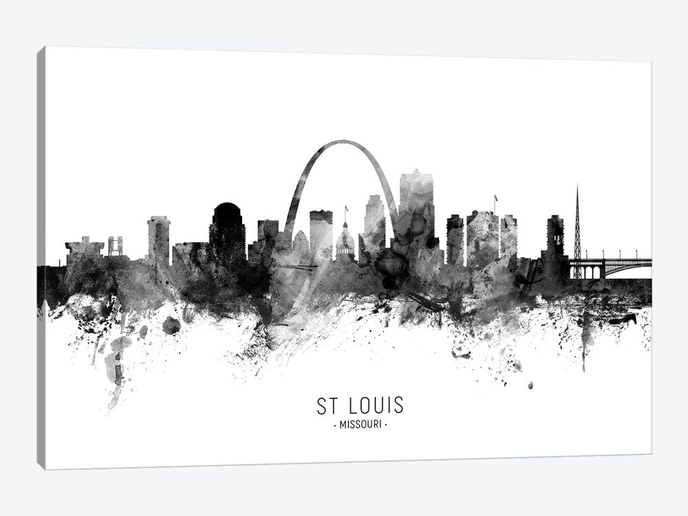 St Louis Missouri Skyline Name Bw by Michael Tompsett 1-piece Art Print