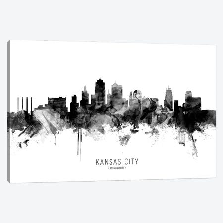 Kansas City Missouri Skyline Name Bw Canvas Print #MTO3083} by Michael Tompsett Canvas Print