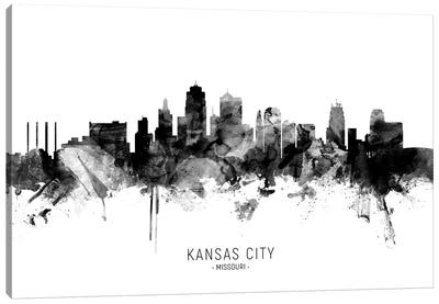 Kansas City Missouri Skyline Name Bw Canvas Art Print - Kansas City Skylines