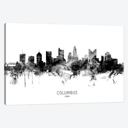 Columbus Ohio Skyline Name Bw Canvas Print #MTO3084} by Michael Tompsett Canvas Artwork