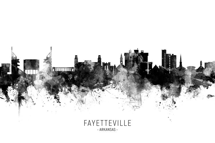 Fayetteville Arkansas Skyline Name Bw