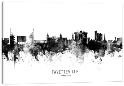 Fayetteville Arkansas Skyline Name Bw Canvas Art Print - North Carolina