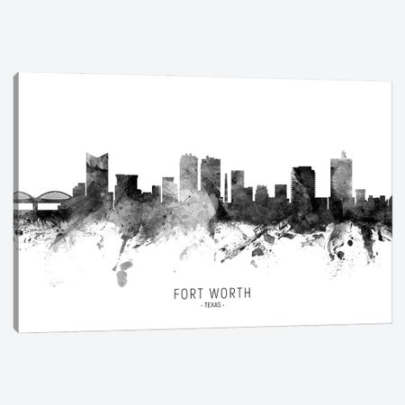 Fort Worth Texas Skyline Name Bw Canvas Print #MTO3088} by Michael Tompsett Art Print