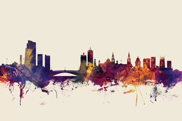 Leeds: Beige Background Skyline Of Leeds, England, United Kingdom by Michael Tompsett