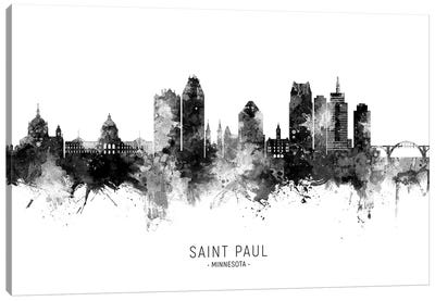 Saint Paul Minnesota Skyline Name Bw Canvas Art Print - Black & White Scenic