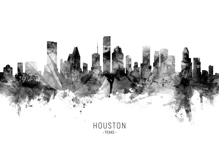 Houston Texas Skyline Name Bw