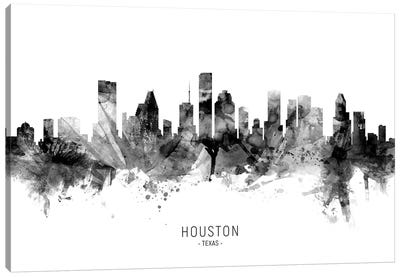 Houston Texas Skyline Name Bw Canvas Art Print - Black & White Decorative Art