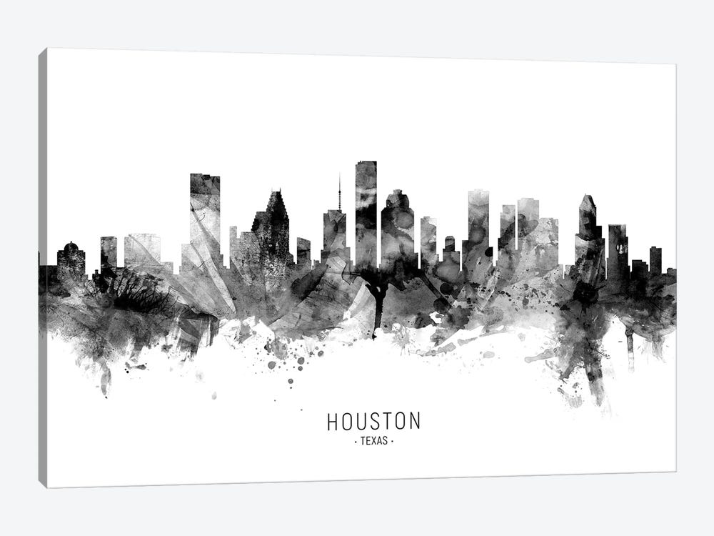 Houston Texas Skyline Name Bw by Michael Tompsett 1-piece Canvas Print