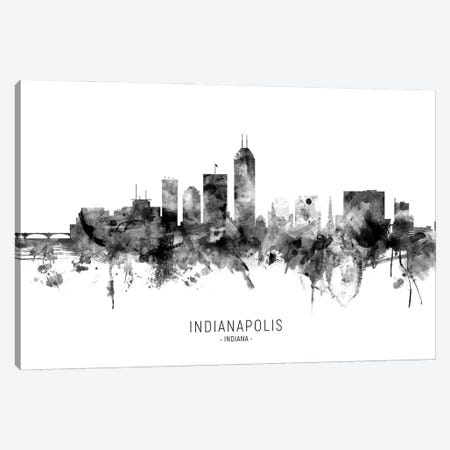 Indianapolis Indiana Skyline Name Bw Canvas Print #MTO3093} by Michael Tompsett Canvas Art