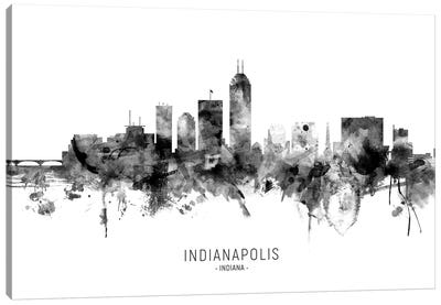 Indianapolis Indiana Skyline Name Bw Canvas Art Print - Indianapolis