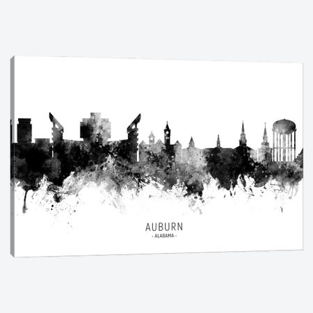 Auburn Alabama Skyline Name Bw Canvas Print #MTO3095} by Michael Tompsett Art Print