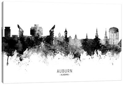 Auburn Alabama Skyline Name Bw Canvas Art Print - Alabama Art