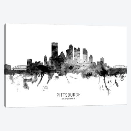 Pittsburgh Pennsylvania Skyline Name Bw Canvas Print #MTO3096} by Michael Tompsett Canvas Print