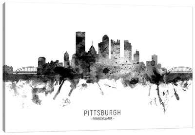 Pittsburgh Pennsylvania Skyline Name Bw Canvas Art Print - Black & White Scenic
