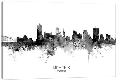 Memphis Tennessee Skyline Name Bw Canvas Art Print - Tennessee Art