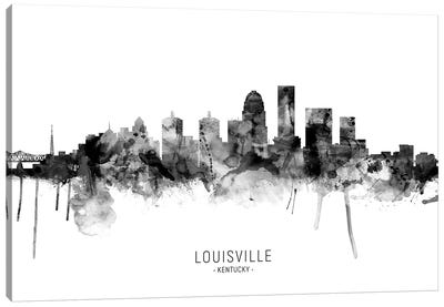 Louisville Kentucky Skyline Name Bw Canvas Art Print