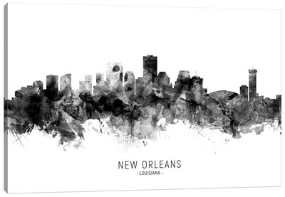 New Orleans Louisiana Skyline Name Bw Canvas Art Print - Louisiana Art