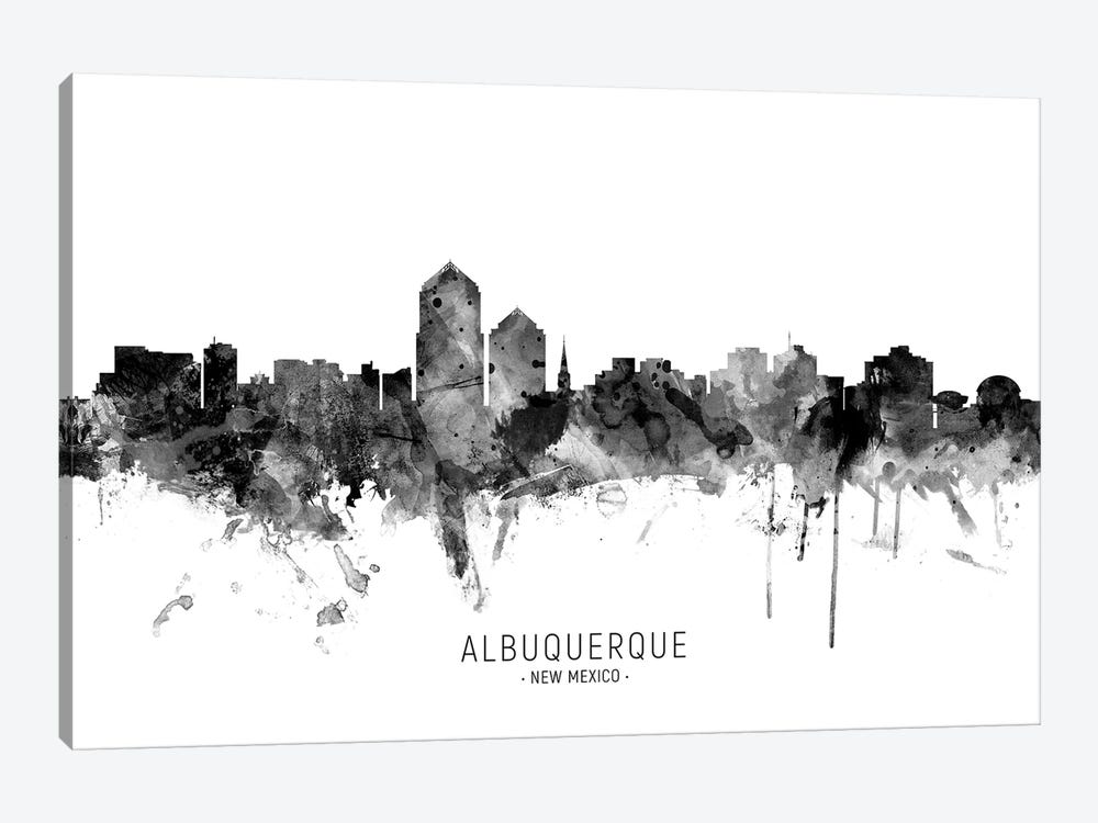 Albuquerque New Mexico Skyline Name Bw 1-piece Canvas Art