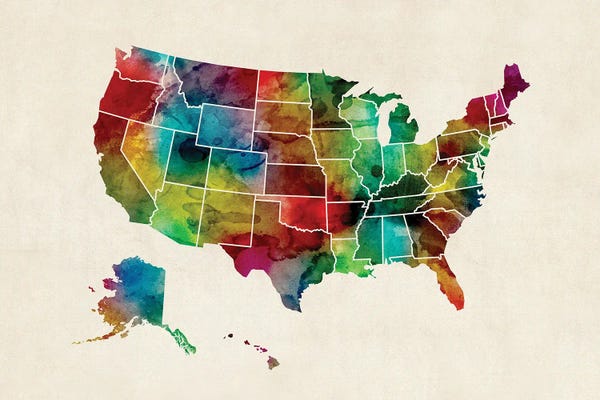 United States Watercolor Map