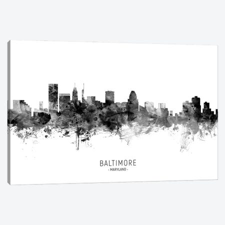 Baltimore Maryland Skyline Name Bw Canvas Print #MTO3102} by Michael Tompsett Canvas Art