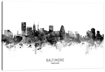 Baltimore Maryland Skyline Name Bw Canvas Art Print - Maryland