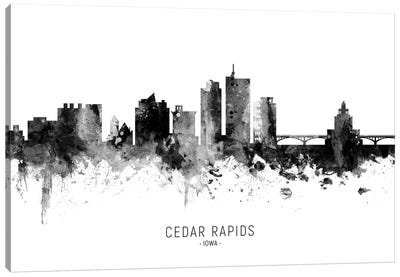 Cedar Rapids Iowa Skyline Name Bw Canvas Art Print - Iowa Art
