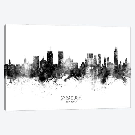 Syracuse New York Skyline Name Bw Canvas Print #MTO3105} by Michael Tompsett Canvas Print