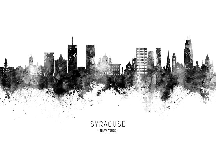 Syracuse New York Skyline Name Bw