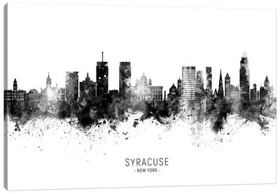 Syracuse New York Skyline Name Bw Canvas Art Print
