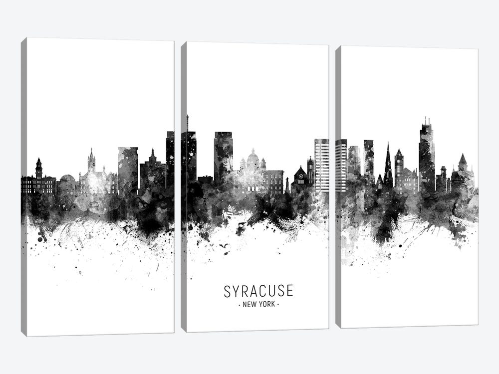 Syracuse New York Skyline Name Bw by Michael Tompsett 3-piece Art Print