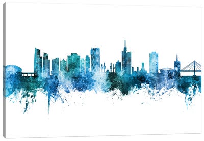 Lagos Nigeria Skyline Blue Teal Canvas Art Print