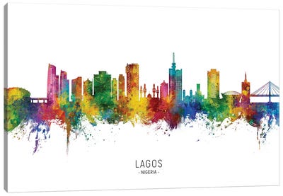 Lagos Nigeria Skyline City Name Canvas Art Print
