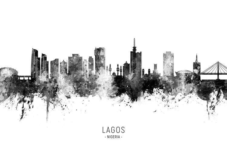 Lagos Nigeria Skyline Name Bw