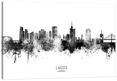 Lagos Nigeria Skyline Name Bw Canvas Art Print - Africa Art