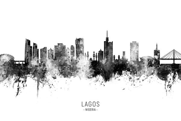 Lagos Nigeria Skyline Name Bw