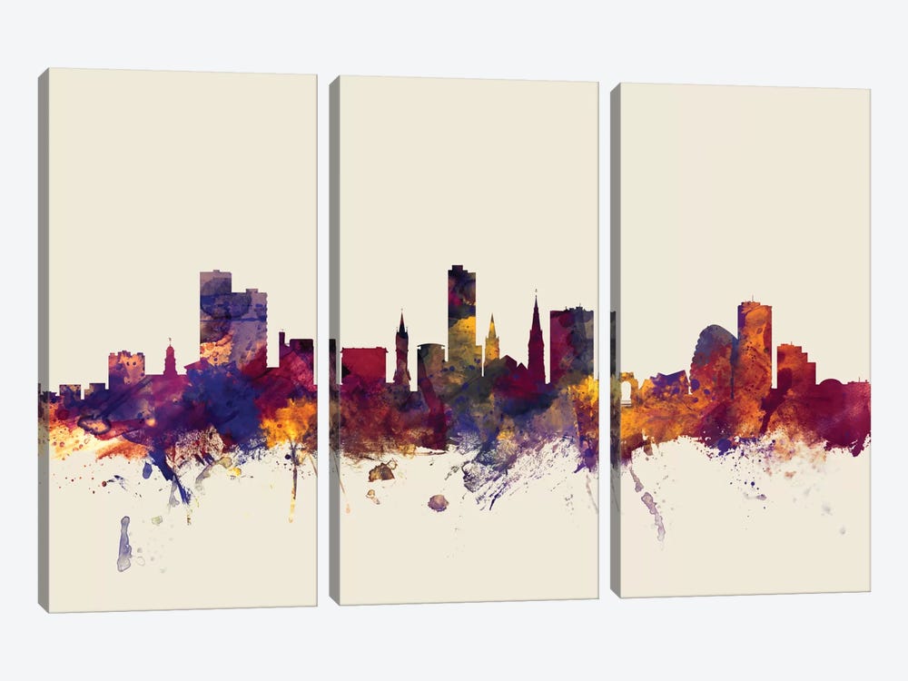 Leicester, England, United Kingdom On Beige by Michael Tompsett 3-piece Canvas Wall Art