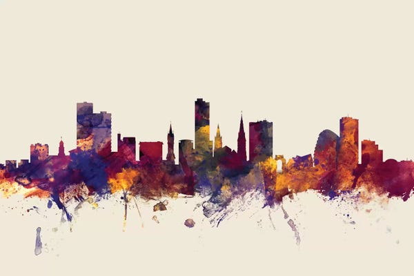 Beige Background Skyline Of Leicester, England, United Kingdom