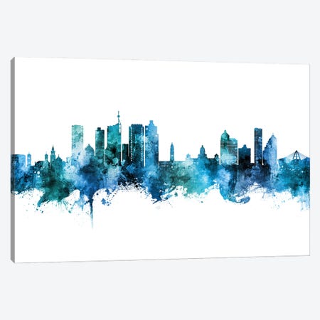 Durban South Africa Skyline Blue Teal Canvas Print #MTO3111} by Michael Tompsett Canvas Art Print