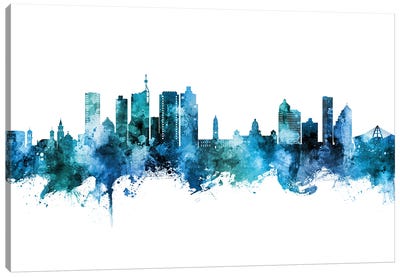 Durban South Africa Skyline Blue Teal Canvas Art Print