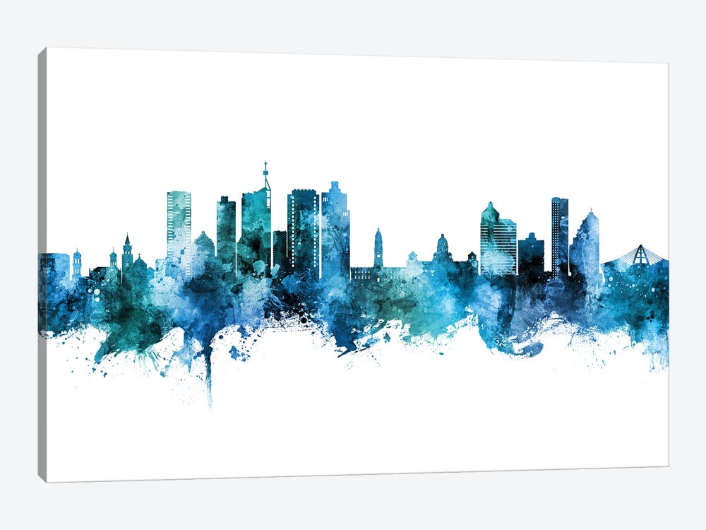Durban South Africa Skyline Blue Teal by Michael Tompsett 1-piece Canvas Wall Art