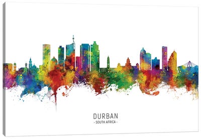Durban South Africa Skyline City Name Canvas Art Print - South Africa