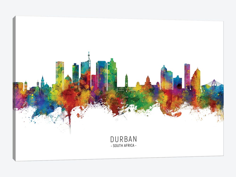 Durban South Africa Skyline City Name by Michael Tompsett 1-piece Canvas Art Print