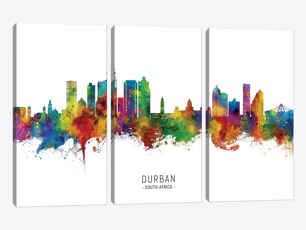 Durban South Africa Skyline City Name by Michael Tompsett 3-piece Art Print