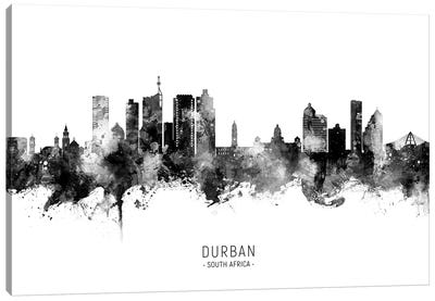 Durban South Africa Skyline Name Bw Canvas Art Print - South Africa