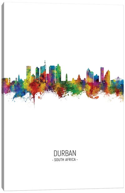 Durban South Africa Skyline Portrait Canvas Art Print - South Africa